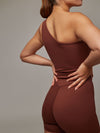 Jumpsuit Energy Marrón Oscuro Doblefit, jumpsuit deportivo mujer, vista posterior