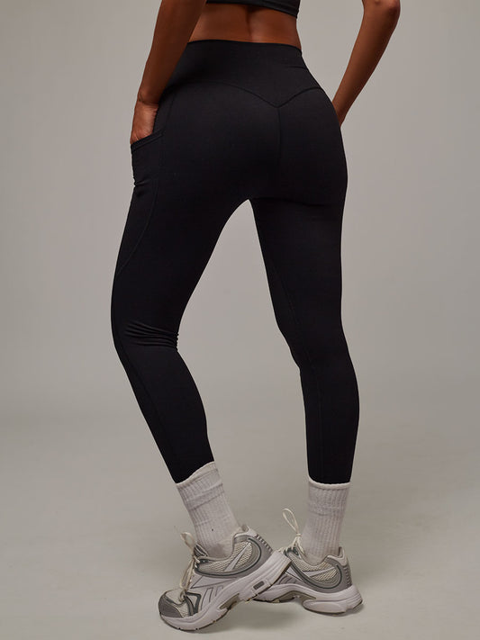 Legging Dunas Negro Doblefit, legging deportivo mujer, vista posterior