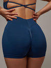 Short Strong Navy Doblefit, short deportivo mujer, vista posterior