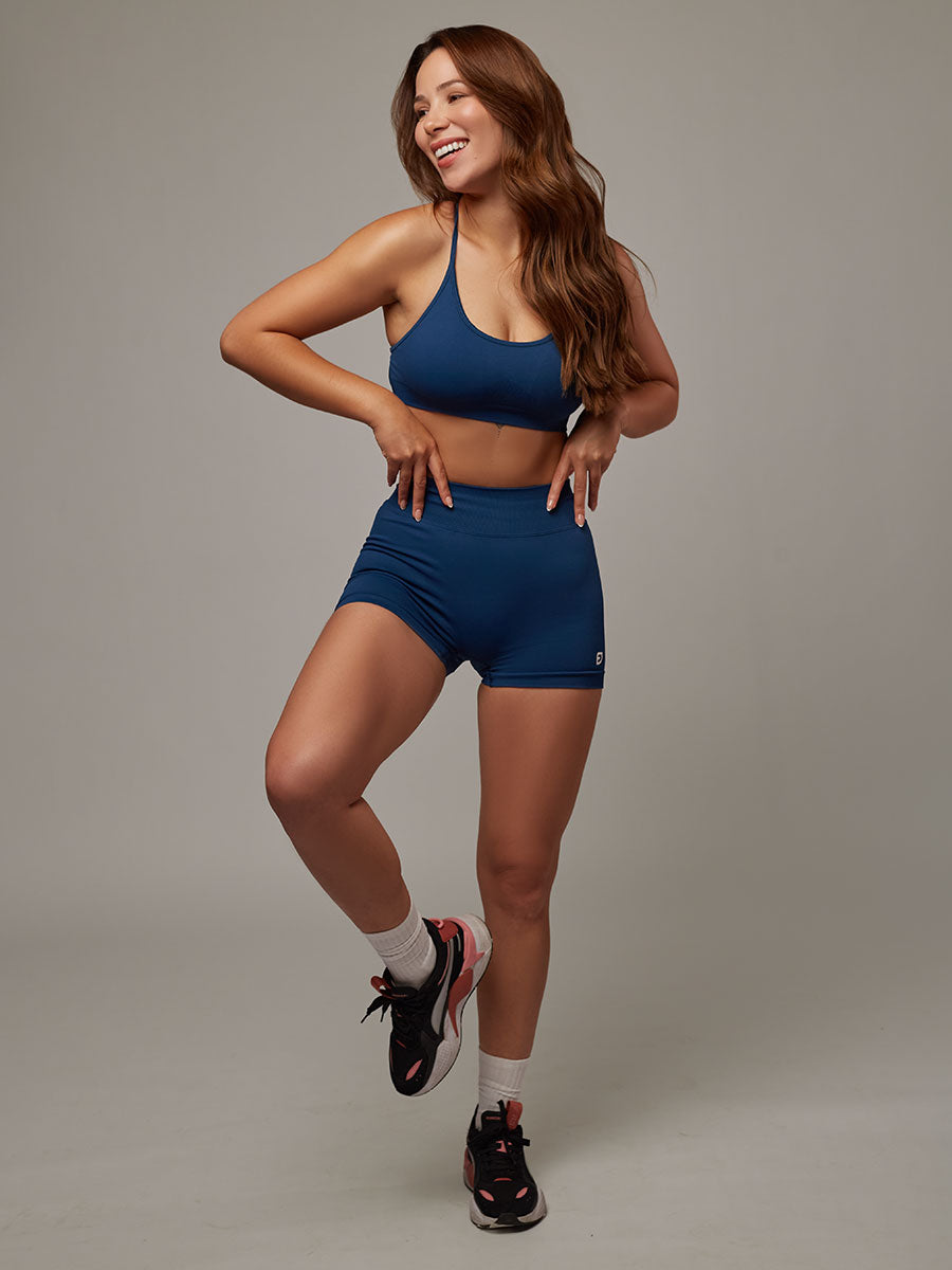 Short Strong Navy Doblefit, short deportivo mujer, detalle 3