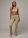 Top Essential Beige Doblefit, top deportivo mujer, detalle 3