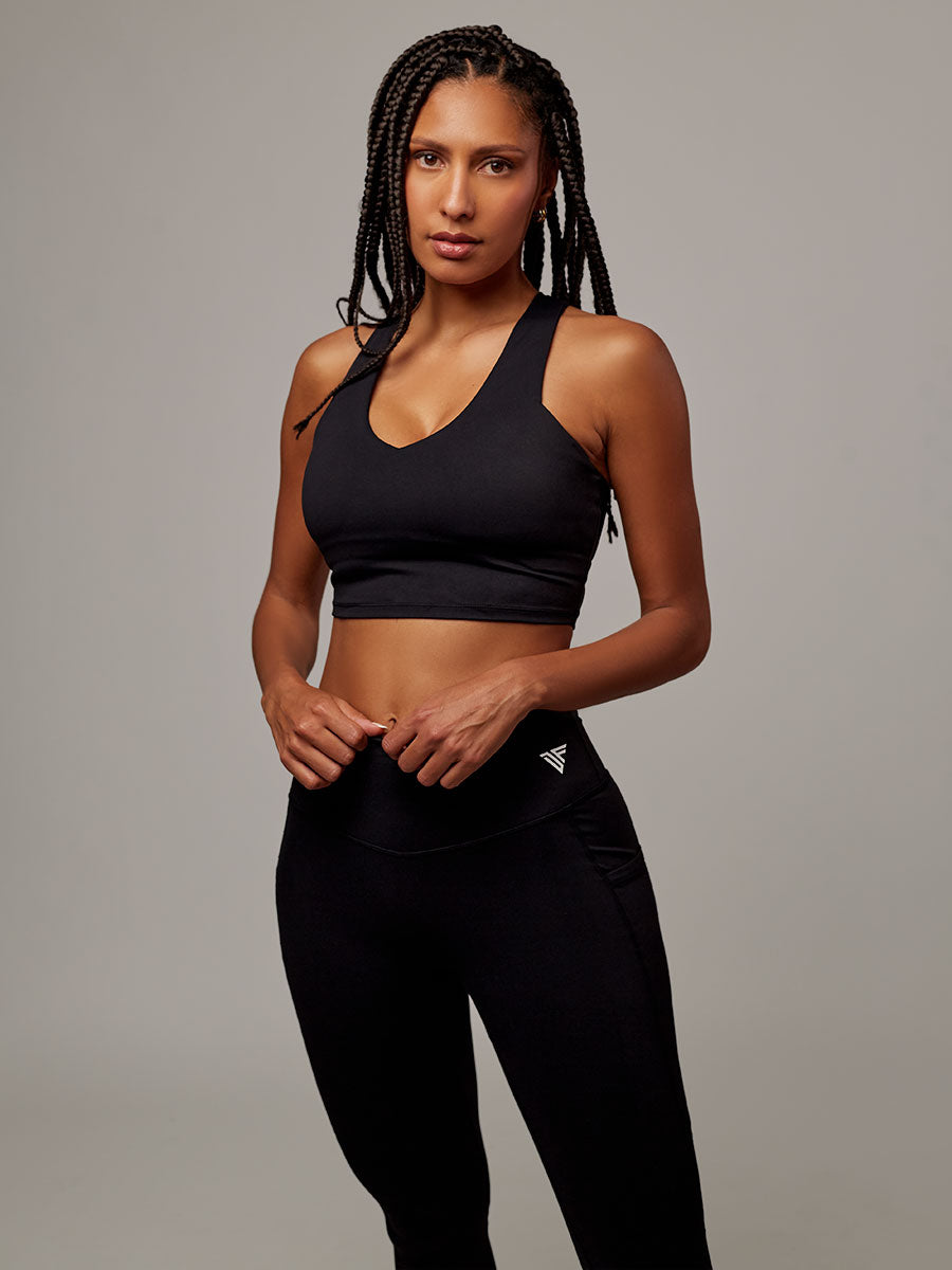 Top Dunas Negro Doblefit, top deportivo para mujer, vista principal