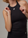 Top Vital Negro Doblefit, top deportivo mujer, vista posterior