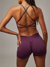 Top Strong Púrpura Doblefit, top deportivo mujer, vista posterior
