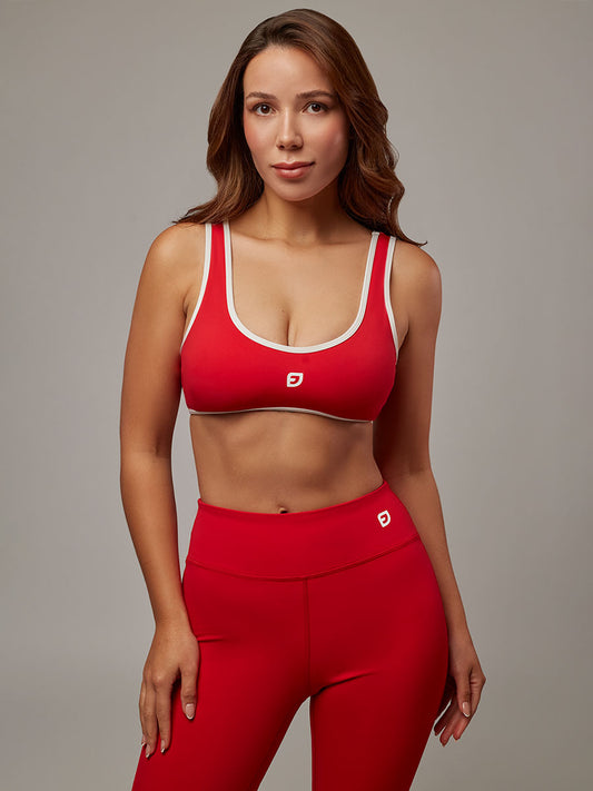 Top Essential Rojo Doblefit, top deportivo para mujer, vista principal