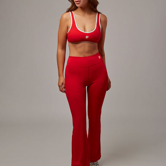 Top Essential Rojo Doblefit, top deportivo mujer, detalle 3